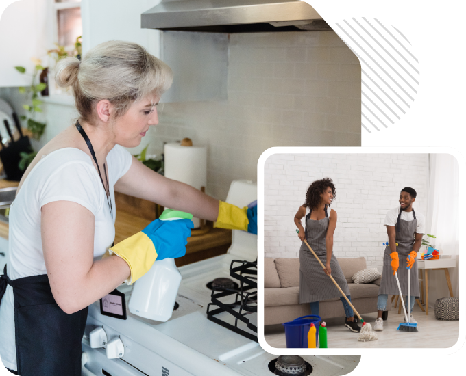 Team Cleaning in Interior House