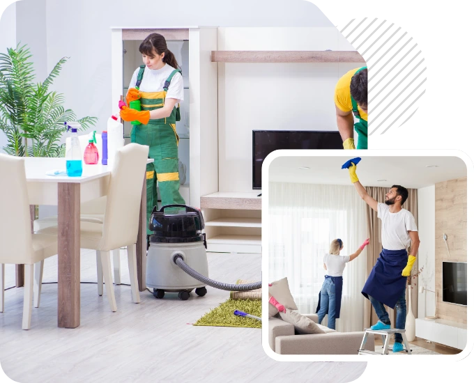 Team Cleaning Inside Home